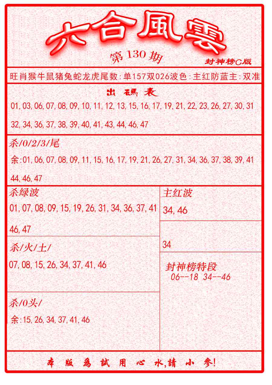 130期六合风云B面[图]